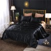 NTBED Silky Satin Comforter Set Queen Black, Soft Lightweight Microfiber