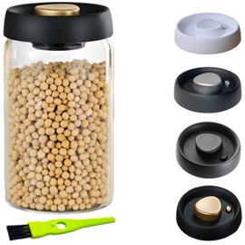 HelpyLife Vacuum Glass Jar with Airtight Lid,41floz/1200ml Borosilicate Glass Coffee Canister Container,Perfect for Coffee Beans & Grounds,Loose Leaf Tea,Candy,Sugar,Nuts,Spices