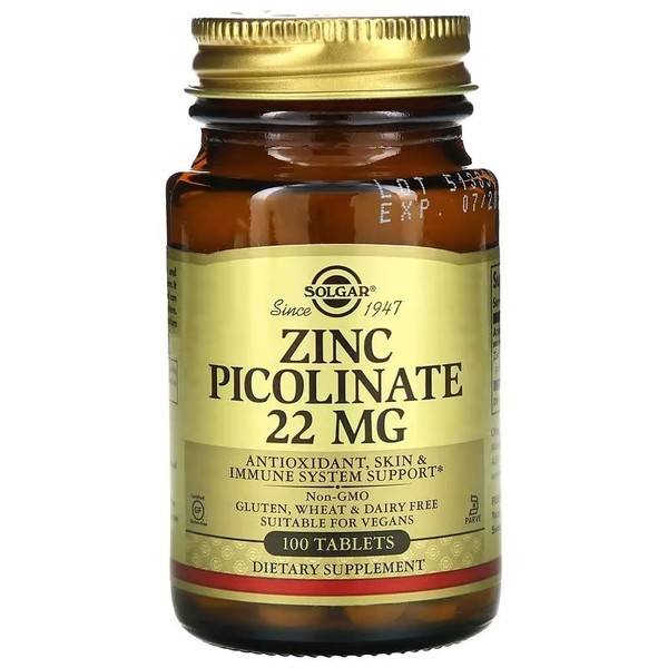 äºé Solgar Zinc Picolinate 22 mg Tablets, 100 Tabs 22 mg