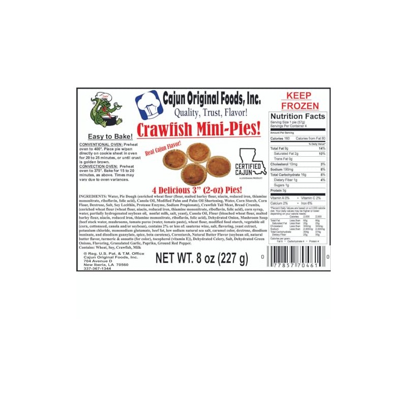 Cajun Original Cajun Crawfish Pie (MINI) 4 - 2 oz