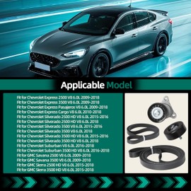 Drive Belt Tensioner Pulley Kit for Chevy Express 2500 3500, for Chevy Silverado 2500 HD 3500 HD, for GMC Savana 2500 3500, for GMC Sierra 2500 HD 3500 HD, 2009-2018, V8 6.0L - 39083 89397 12609719