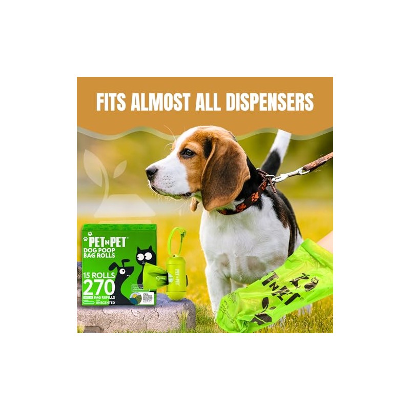 Pet N Pet Bolsas Para Popo Perro 270 Recuentos Biodegradables,