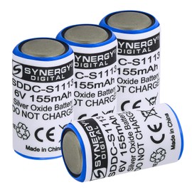 Synergy Digital Dog Collar Batteries, Compatible with Perimeter Invisible Fence 700 7K Dog Collar, (Silver Oxide, 6V, 155mAh), Pack Includes: 4 x SDDC-S1113 Batteries