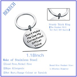 BEKECH Funny Correctional Officer Gift Don’t Make Me Use My Correctional Officer Voice Keychain Gift for Correctional Officers Jailer Prison Guard Prison Officer (silver)