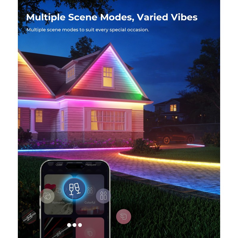DeckTok Smart 98.4ft Outdoor LED Strip Lights, RGB LED Outdoor