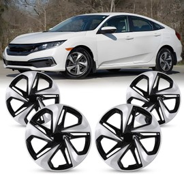 NIXON OFFROAD 16 Inch Hubcaps for Honda Civic Sedan 2016-2025 [Only Fit Steel Wheel] Wheel Rim Cover (Set of 4) ABS Hub Caps Replacement for Car (Silver Lacquer & Black Lacquer, 5103Style)
