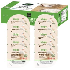 bibigo - Cuencos de arroz blanco pegajosos cocidos, grano medio, 7.4 onzas, 12 unidades - blanco - Top Quality