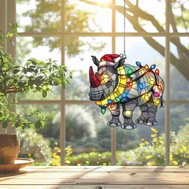 Rhino Ornament, Rhino Decor Christmas Tree, Rhino Lovers Gift, Acrylic Rhino Ornament Christmas Decorations