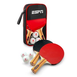 ESPN Ping Pong Paddles (Set of 2) and 3 Star Ping Pong Balls (Set of 3) with Travel Case, Ideal for Kids Games, Family Games, and Game Night