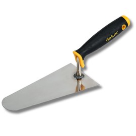 DEKOR Plaster and Brick Trowel - Size 8" - German Stainless Steel Ensures Rust-Free Performance for Masonry Tools, Bricklaying, Plastering - Commercial and DIY Use - Made in Europe - Soft Grip