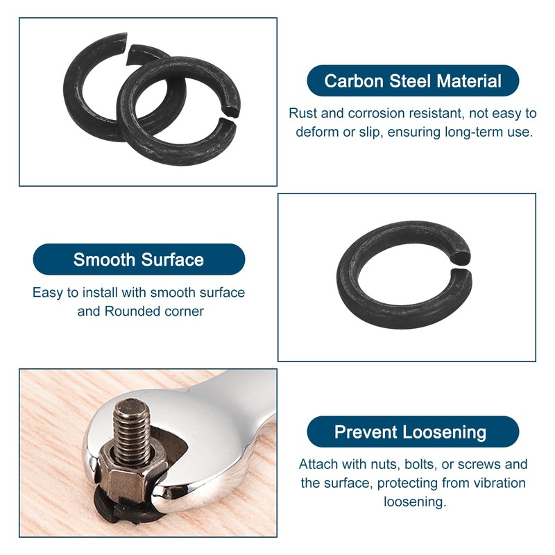 sourcing map M16 Split Lock Washer, 30Pcs Carbon Steel Spring