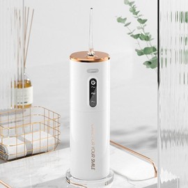 Water Flosser, Cordless Portable Oral Irrigator, Five Nozzles, 3 Modes of Adjustment, Water Molecule Bubbles, 280ml Water Tank - Color: White