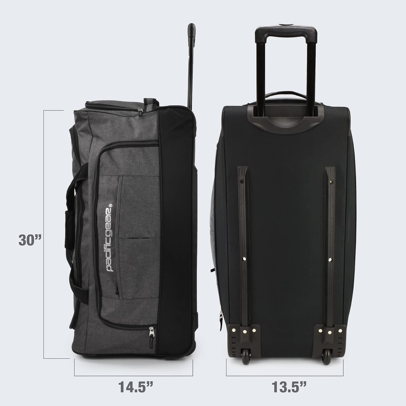Pacific Gear Wheeled Rolling Duffel Bag, Durable Design, Telescoping Handle,