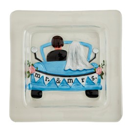 Mud Pie Mrs Car Glass 9" x 9" PLATTERS & TRAYS, White