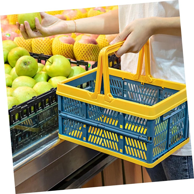 SUPVOX Foldable Basket Plastic Shopping Basket Vegetable Storage Fruit Organizer