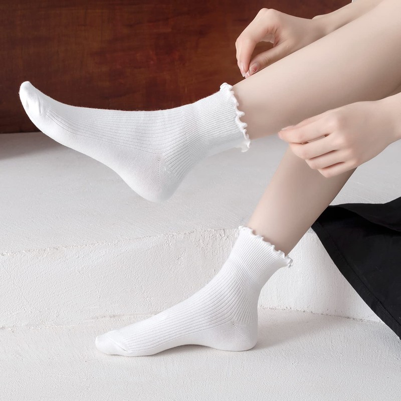 Mcool Mary - Calcetines casuales con volantes para mujer, calcetines