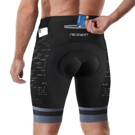 Pantalones cortos de ciclismo para hombre, antideslizantes, 4D, acolchados, con 3 bolsillos, transpirables, para ciclismo y motocicleta