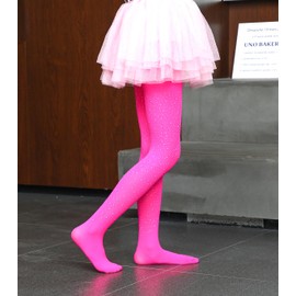 FANCAME Girls' Rhinestone Tights, Soft Glitter Stockings Opaque Dance Tights (US, Alpha, X-Large, Regular, Rose)