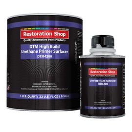 Restoration Shop 1.25 Quart 2K High Build Primer Automotive Paint Kit - 1 Qt. Gray Urethane Primer Surfacer, 1/2 Pint Hardener, 4:1 Mix Ratio - Professional Auto Car Refinish Coating, Auto Body Repair
