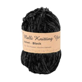 Malli Velvet Yarn Ball 100G Luxurious Super Soft Knitting Crochet Wool -15 Colours (Black)