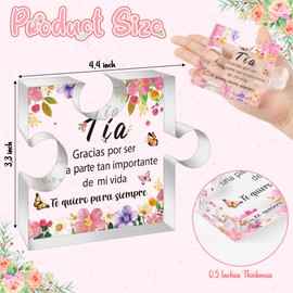 Yopyame Spanish Aunt Birthday Gifts - Regalos para tía Acrylic Heart Plaque Aunt Birthday Gifts from Niece and Nephew Keepsake Paperweight Gift in Spanish for Aunt Christmas Wedding Mother's Day Gift