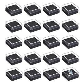 TTFdacai 20 Pcs Clear Plastic Gift Box For Pin Black Plastic Lapel Pin Storage Boxes for Badge Pin Crystal Coin Gemstone Jewelry Ring Storage Display, 1.7x1.7x0.9inch