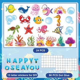 38 Pcs Under The Sea Paper Cutouts Classroom Decoration Ocean Animal Wall Cutouts Happy to Sea You Bulletin Board Decoration