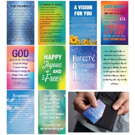 Motiskyy 200 Pcs Bulk Sobriety Cards 2" x 3" Sobriety Gifts for Men Women Recovery Encouragement Cards AA Sobriety Anniversary Cards for Wallet Pocket Recognition Stationery, 10 Styles