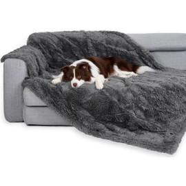 gogobunny Waterproof Dog Blanket for Couch & Furniture Protection - Super Soft Reversible Throw for Large Dogs & Cats, Calming Washable Fur & Sherpa Pet Blanket (60x80 Inch, Grey)