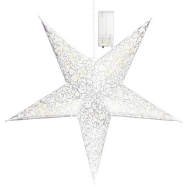 com-four® Luminous star in 3D with LED lighting in warm white for hanging, high-quality and stable paper star.