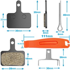 Fat-Cattie High-Performance Semi-Metallic and Resin Bike Brake Pads with Installation Tool for Mountain Bike Disc Brakes, Black, 4 Pairs (03R)