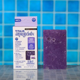 T. Taio Esponjabon Soap Sponge - Gentle Shower Scrubber - Cleaning Bath Wash Scrub - Dirt & Oil Removal - Massage & Lather Foot, Elbow, & Face Bathroom Accessories (Lavender)