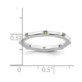 925 Sterling Silver Bezel Polished Stackable Peridot Ring Size 8-Stackable-Ring for Women