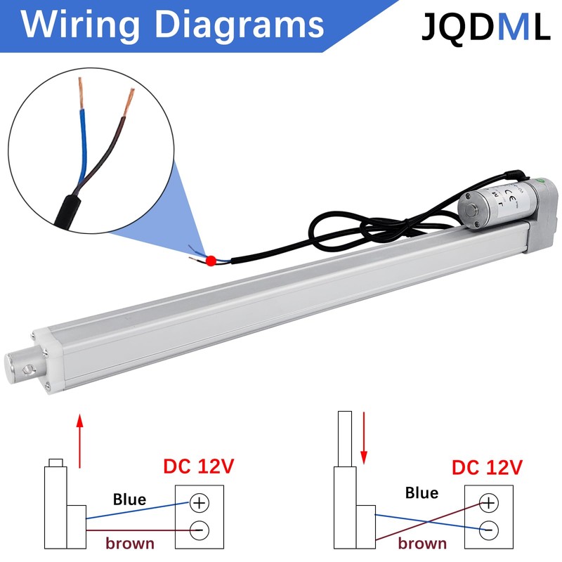 JQDML 22 Inch Stroke 12V Linear Actuator 300N/66lbs Speed 1.77"/sec