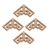 4pcs Wood Carved Mouldings Corner Onlay Applique Furniture Craft Unpainted