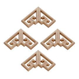 4pcs Wood Carved Mouldings Corner Onlay Applique Furniture Craft Unpainted 6.5cm