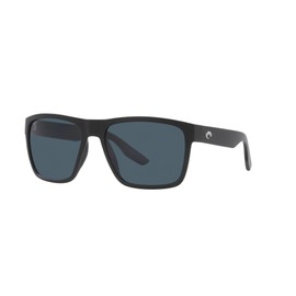 Costa Del Mar Mens Paunch XL Square Sunglasses, Matte Black/Grey Polarized-580P, 59 mm