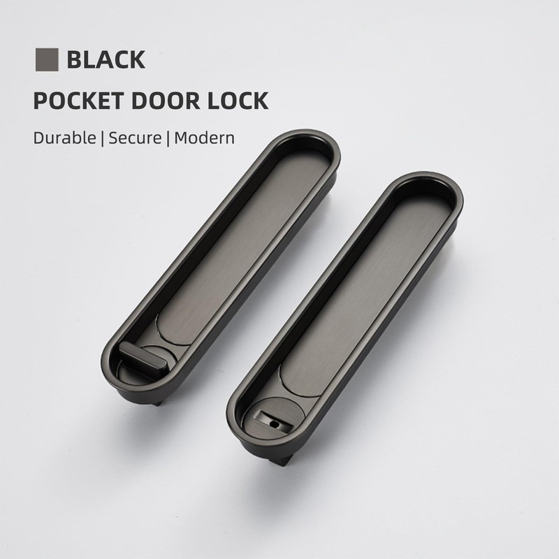 HOCONNIE Recessed Pocket Door Handle Sliding Door Lock and Pull