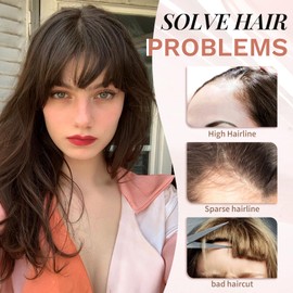 MONIXI Bangs Hair Clip in Bangs, 100% Real Human Hair Clip in Fringe, 3 Secure Clips in Full Fringe French Bangs Natural Thick Volume Fake Bangs for Women Girls Daily Wear Medium Brown