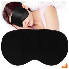 Silk Sleep Masks and Blindfold, Super Smooth Eye Mask for Sleeping, with Adjustable Strap, Suitable for Travel, Nap, Night Sleep (Black)