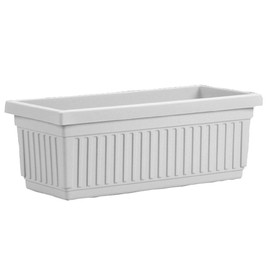 23.5 Inch Terra Roma Rectangular Window Planter Box - Lightweight Plastic Indoor Outdoor Plant Pot with Drainage for Windowsill, Herbs, Flowers, White