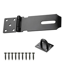 1 PC Padlock Hasp, 4Inch Stainless Steel Hasp and Staple Security Shed Hasp Heavy Duty Door Lock Latch Hasp Black Gate Padlock Latch with Screws for Door Wooden Cupboard Drawer Gates Outdoor