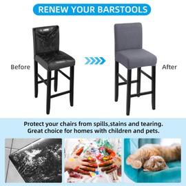 YISUN Waterproof Bar Stool Covers, Bar Chair Covers with Back, Removable Washable Chair Covers for Short Rotating Dining Chair Back Chair Bar Stool Chair