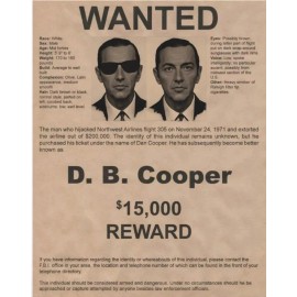 DB D.B. COOPER PHOTO WANTED POSTER ORIGINAL 1971 FBI SKY JACKER 8.5X11 REPRINT