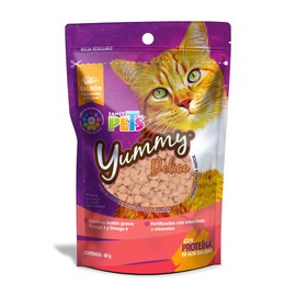 Fancy Pets Premio para Gato Yummy Delice – 60g | Botana con Harina de Salmón, Omega 3 y 6, Vitaminas y Minerales, Alta Palatabilidad, Snack Saludable y Nutritivo