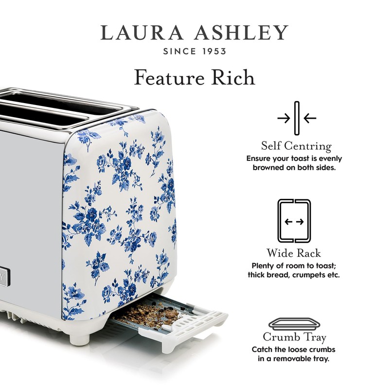 VQ Laura Ashley China Rose Stainless Steel 2 Slice Toaster