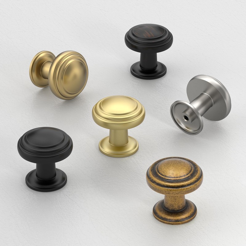 Amerdeco 10 Pack Antique Brass Cabinet Knobs Single Hole Cabinet
