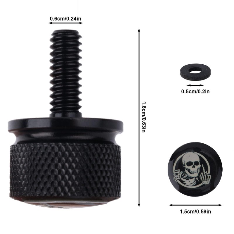 Motorcycle Rear Fender Seat Bolt, Skull Design 1/4"-20 Thread Seat