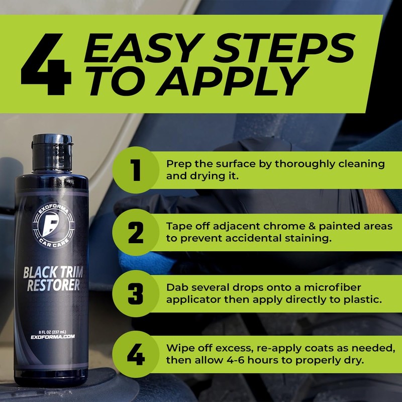 ExoForma Black Trim Restorer - Lasts 6+ Months, Dye Infused