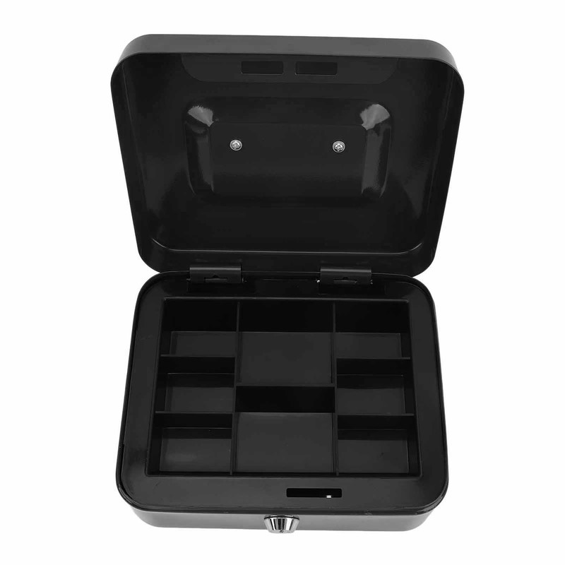 Small Locking Cash Box Portable Double Layers Safe Metal Money